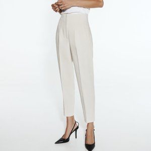 Zara Oyster White High-Waisted Pants Medium